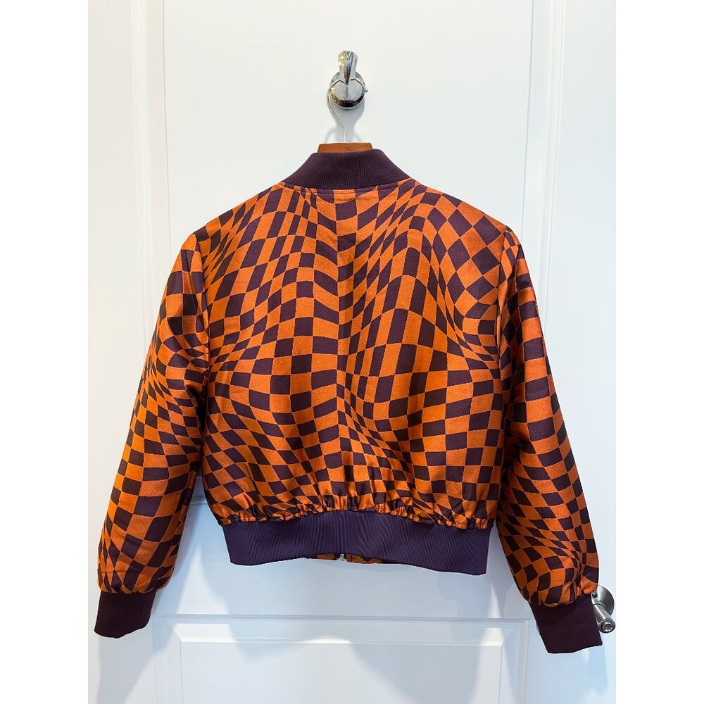 Gorman Bomber Jacket in Orange & Purple Jacquard, Size 6, Like New - Picture 3 of 16